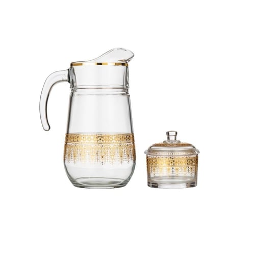 طقم كريستال تركي 76 قطعة مزخرف ذهبي