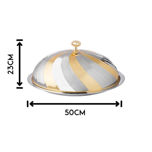 صحن كوزي استيل فضي وذهبي مقاس 50 سم
