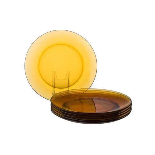 طقم صحون اكل زجاج عسلي مقاس 23 سم / 6 قطع