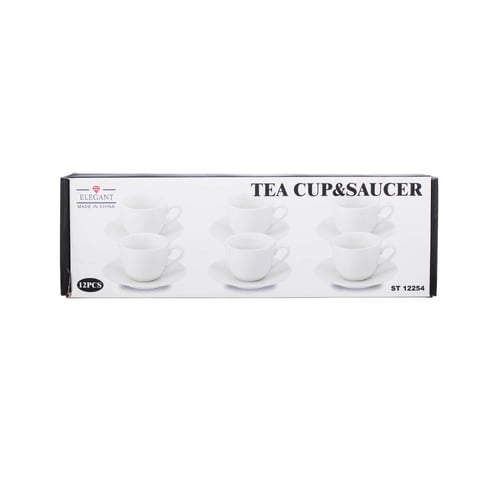 طقم فناجين قهوة بورسلان ابيض سادة 90 مل