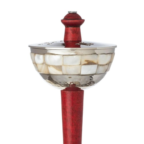 مبخرة نحاس هندي فضي بستاند خشب