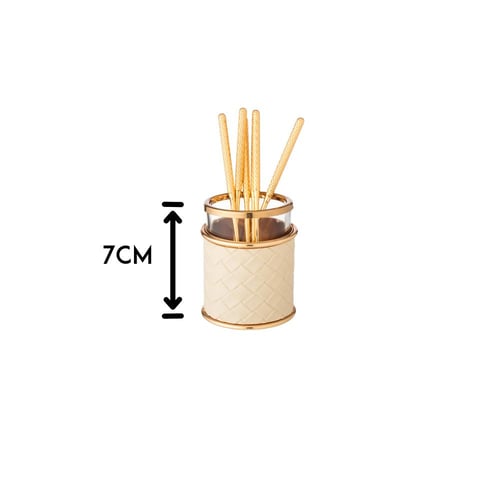طقم ملاعق شاي ذهبي 6 قطع مع ستاند جلدي