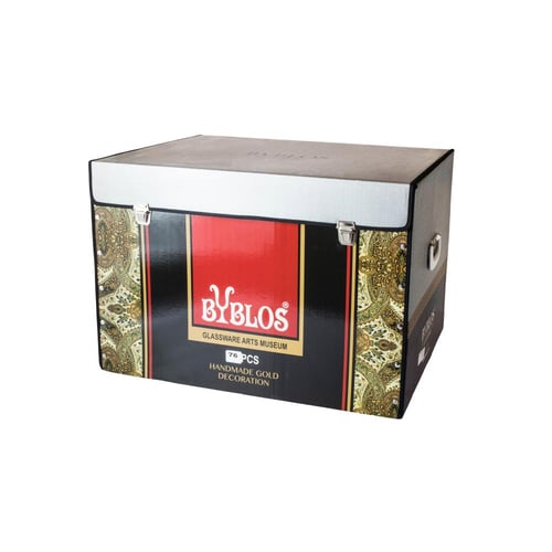 طقم شاي وقهوة زجاج 76 قطعة برينسيس كنار ذهبي