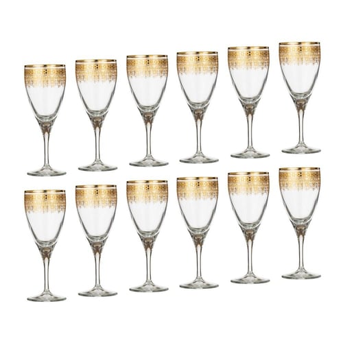 طقم كريستال تركي 76 قطعة مزخرف ذهبي