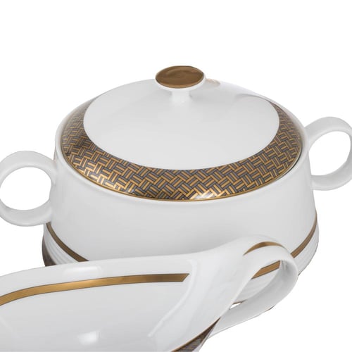 طقم سفرة بورسلان فاخر ذهبي 106 قطعة