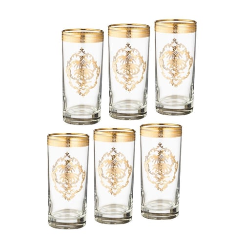 كاسات كاسات كريستال تركي فاخر حفر ذهبي بفصوص سيفين...