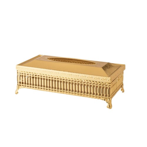 طقم سلة ومنديل معدن دائري ذهبي