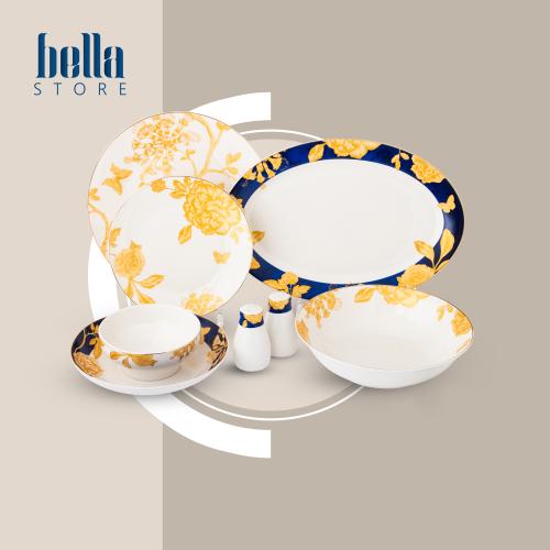 طقم سفرة نيو بون شاينا بنقشات اوراق الشجر 28 قطعة...