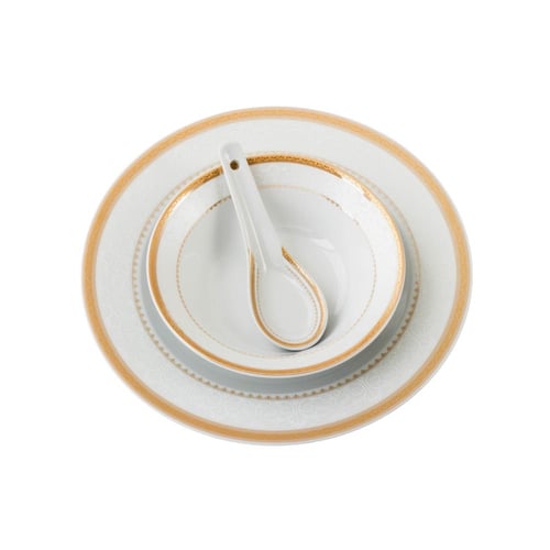 طقم سفرة بورسلان صيني بنقشات ناعمة 45 قطعة 6 اشخاص...