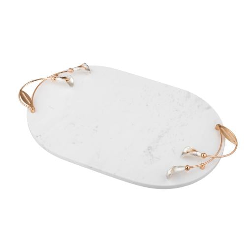 ستاند بيضاوي من الرخام للتسريحة والديكور 30 × 45 س...