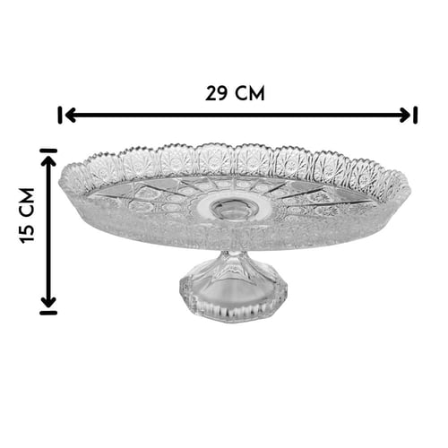صحن تقديم الحلويات زجاج محجر بقاعدة