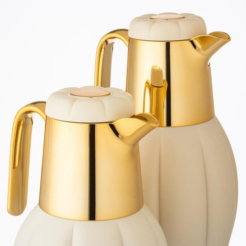 ريفان طقم ترمس 2 قطعة مضلع كريمي ذهبي