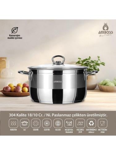 قدر استانلس استيل 18/10 AMBOSS مقاس 26 صناعة تركية