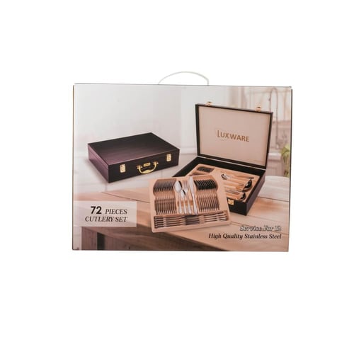 طقم ملاعق استيل فضي سادة 72 قطعة