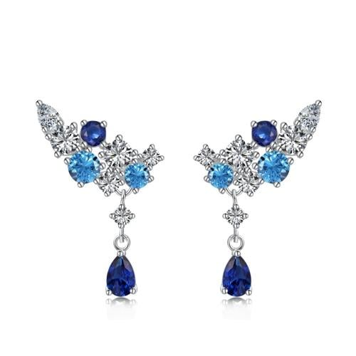 حلق فضة بكريستال ازرق