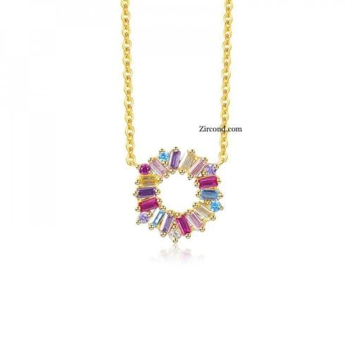 سلسال فضة مع حجر كريستال ملون