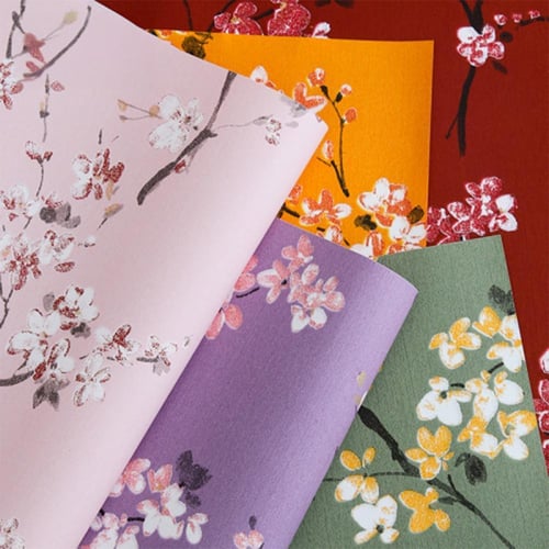 ورق تغليف هدايا أزهار الساكورا( احمر )