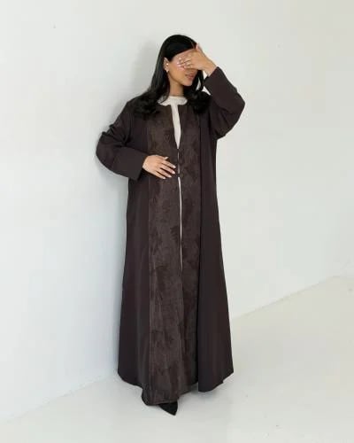 indian crepe abaya with decorated jacquard 214