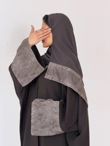 Olive abaya with lace sleeves – 92