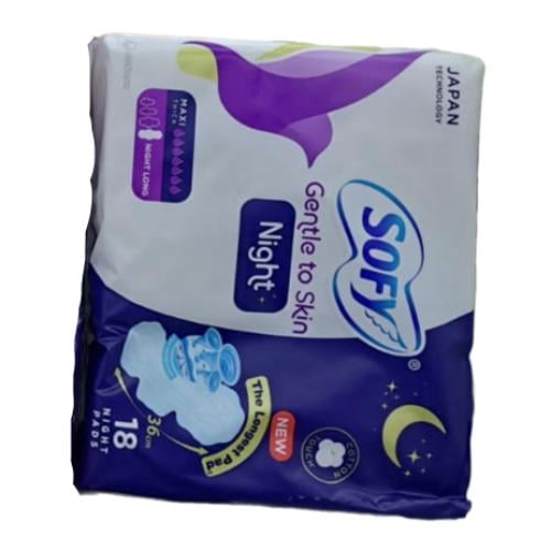 فوط صحية ليلية مريحة رقيقة طويلة بالاجنحة من سوفي-...