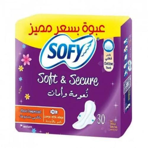 سوفي فوط نسائية ماكسي مضغوطة كبير بالاجنحة 30 فوطة