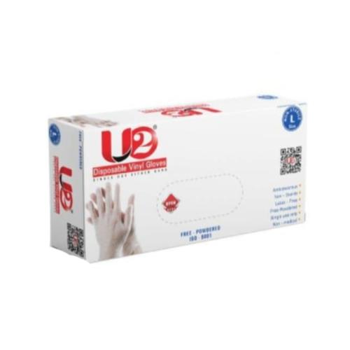 قفازات نايلون مطاطة ابيض شفاف بدون بودرة لارج من ي...