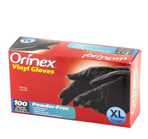 اورينكس قفازات اسود اكس لارج بدون بودرة 100 قفاز