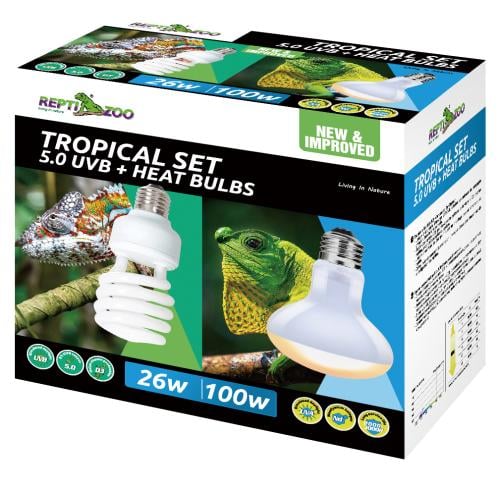 TROPICAL SET - 5.0 UVB + HEAT BULBS - طقم لمبات اس...