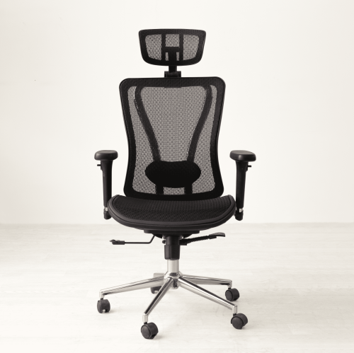 كرسي شبك لون أسود دوار ظهر مرتفع