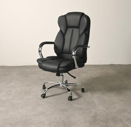 كرسي جلد اسود دوار ظهر مرتفع موديل LA-1117H