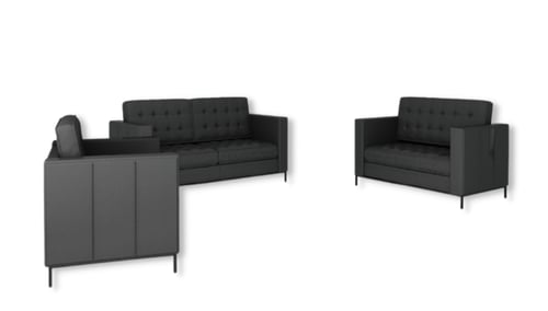 طقم كنب مكتبي بالجلد الفاخر بلون أسود، موديل SF-90...