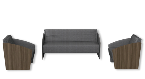 طقم كنب لون رمادى خشب بنى غامق قماش 5 أشخاص (3+1+1...