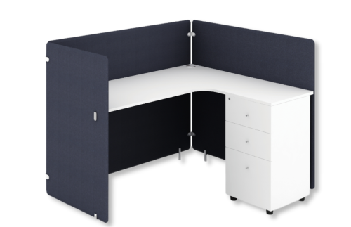 وحدة عمل مفرد زاوية لون ابيض *DARK BLUE مغطى قماش...