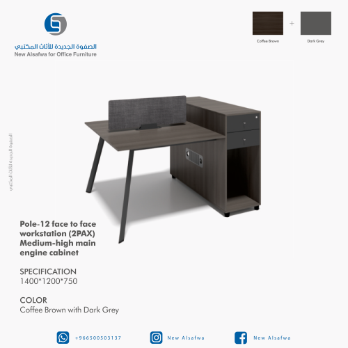 وحدة عمل ثنائي بادراج جانبية ثابتة POLE لون بني+ D...