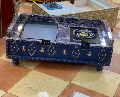 منقل صاج + عين غاز ملبس رخام لون كحلي