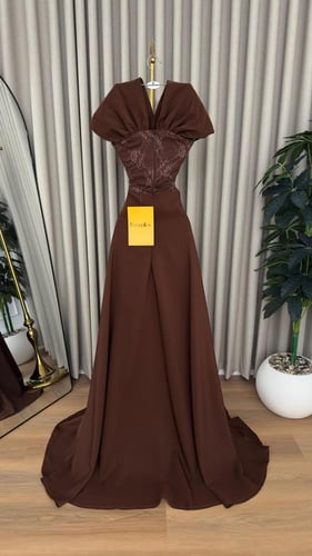 فستان سهرة موكا فاخر