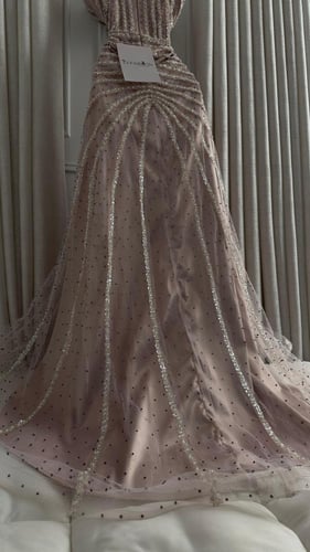 فستان سهرة لحمي شغل يدوي راقي