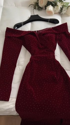 فستان سهرة جوخ معا فصوص بالكامل