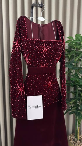 فستان سهرة جوخ مطرز لول لمعه