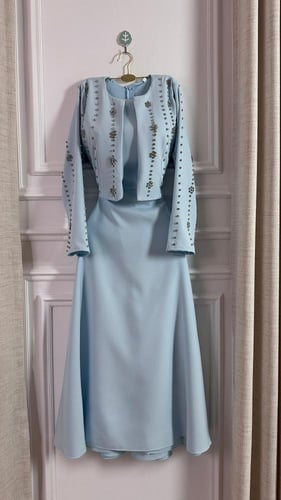 فستان ناعم بجاكيت مزين بكرستال