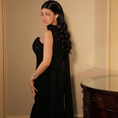 فستان سهرة كريب استرتش كسرات