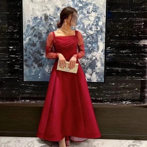 فستان سهرة ميكادو واقف تل مرصع فصوص دبل