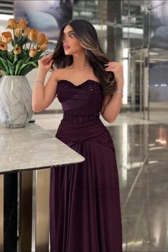 فستان سهرة موف فخم