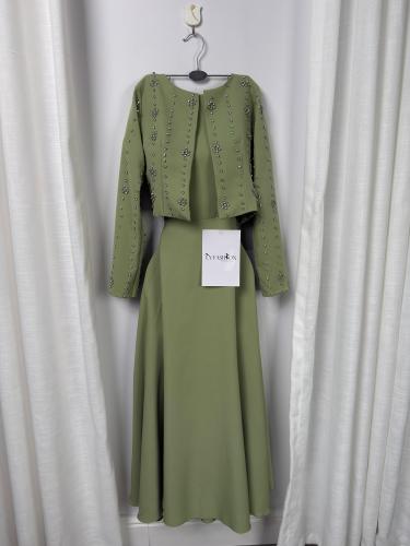 فستان ناعم بجاكيت مزين بكرستال