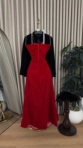 فستان سهرة مخمل كوري اصلي