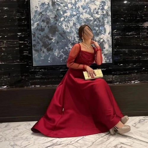 فستان سهرة ميكادو واقف تل مرصع فصوص دبل