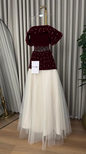 فستان سهرة جوخ مطرز لوول