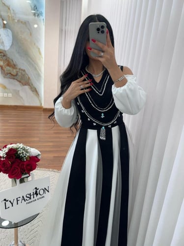 فستان سهرة باربي مطرز لؤلؤ