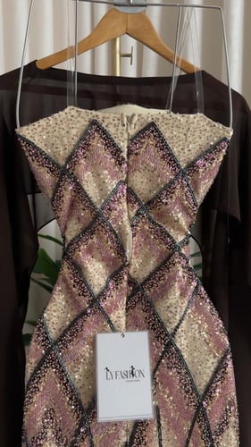 فستان سهرة مطرز بالكامل أنيق