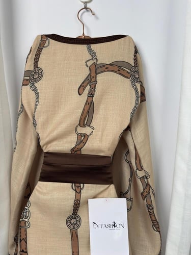 جلابية لنن برنت حزام تفته